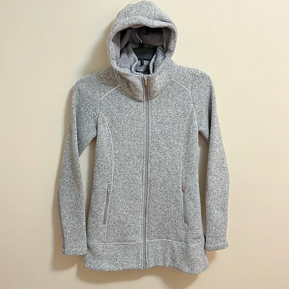 Athleta hoodie jacket sweater woman’s size XS gray full zip warmth athleisure